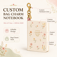 LABON Maßgefertigtes A7 Garten-Notizbuch Charm Creme Blumenmuster Aquarell-Druck Goldfolien-Text Lederschlaufe Kette Gold-Karabinerhaken OEM ODM