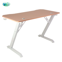 Bureau de jeu moderne rose en forme de K avec logo personnalisé, porte-gobelet, crochet pour casque, structure métallique stable pour la maison, le bureau et la salle de e-sport