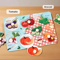 Rompecabezas de Madera con Pernos, Tablero de Animales, Dinosaurios, Frutas y Números, Juguete Educativo Montessori para Niños Pequeños