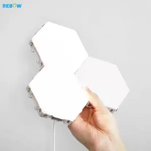 Rebow drop shipping baby indoor home honeycomb modern touch sensor quantum hexagon led night light