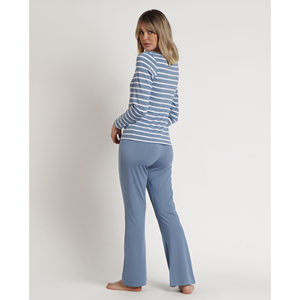 ADMAS HOME Pyjama rayé confortable pour femmes avec manches longues taille élastique fermeture à cordon XS Spandex respirant Homewear - Product Image 6