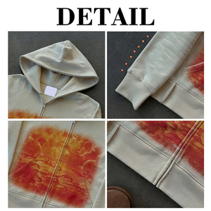 Fabricant OEM – Sweat à capuche zippé surdimensionné en coton épais pour homme, style streetwear, avec logo graphique personnalisé et strass - Product Image 6