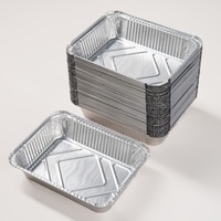 Conteneur alimentaire rectangulaire en aluminium épais de grande capacité 1800 ml, boîte repas pour barbecue, fêtes, préparation de repas à domicile, logo personnalisé