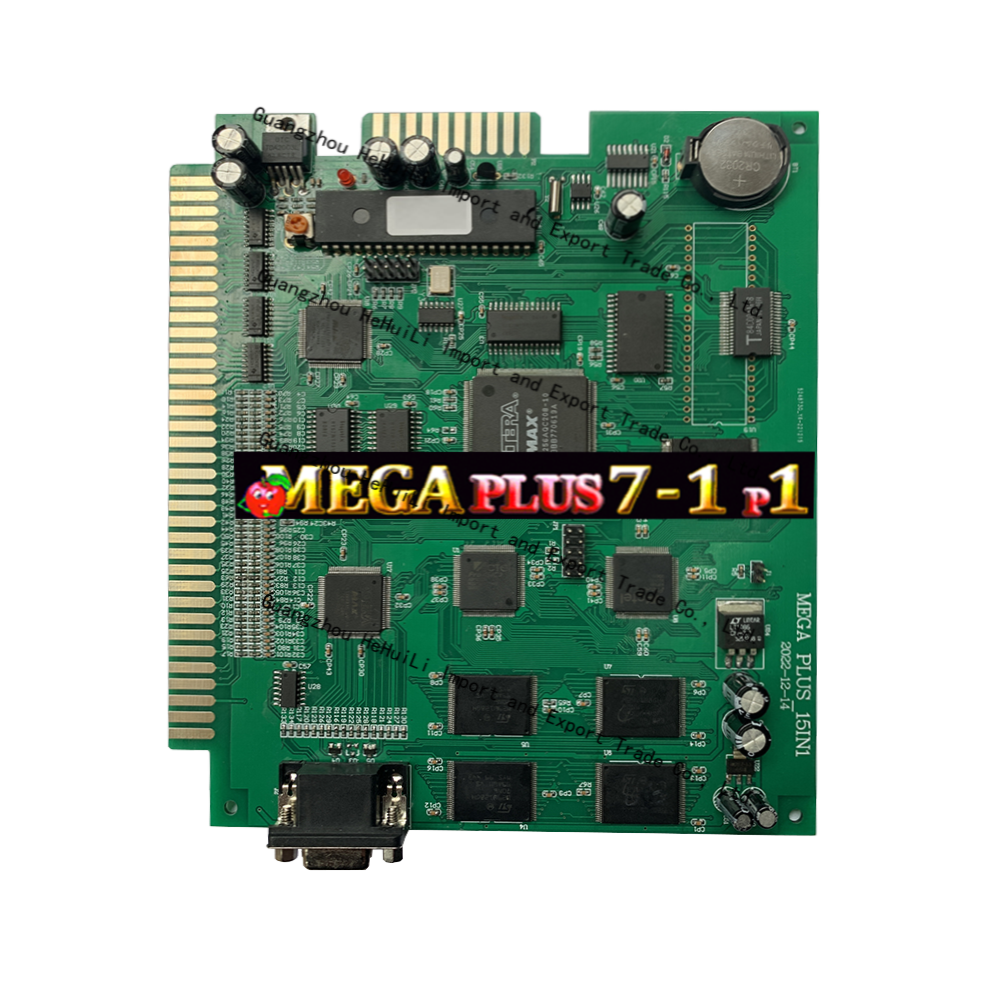 English Super Game Machine Circuit Board USA Popular Mega Coin Operated Games Mega Plus 7 In 1-P1 Game Board For Coin Pusher