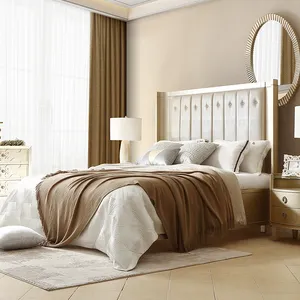 高档家具仿古奢华风格进口实木框架床头房套装床头柜套装