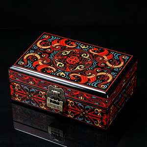 FY Exquisite handbemalte <span class=keywords><strong>Pingyao</strong></span> Lack-Schmuckschatulle, Vintage Han Lackware Erinnerungsbox, Holz-Kosmetik- und Schmuckaufbewahrungsbox - Product Image 2