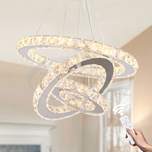 <span class=keywords><strong>Lampadario</strong></span> a LED in Cristallo con Anelli Circolari di Lusso Moderno con Telecomando e Controllo a Interruttore per Soggiorno di Zeal Lighting - Product Image 2