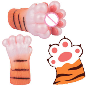 Masturbador masculino de pata de tigre de fantasía con exterior peludo y túnel de silicona realista juguete de un solo canal de tacto suave para juego en solitario - Product Image 1