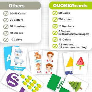 Cartes flash d'apprentissage ABC, 60 cartes flash, jouet pour enfants, alphabet, nombres, couleurs, <span class=keywords><strong>lettres</strong></span>, premiers mots, jeu éducatif - Product Image 3