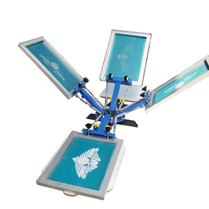 Máquina de serigrafía offset de 4 colores y 2 estaciones con bandeja giratoria para tela, equipo de impresión DIY para ropa - Product Image 1