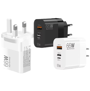 Cargador Ultra Rápido GaN de 66W Compatible con Teléfonos Móviles Apple, Huawei y Xiaomi con Adaptador de Cargador con Puerto USB para UE/Reino Unido/EE. UU. - Product Image 1