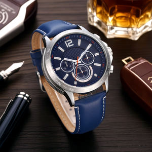 <span class=keywords><strong>Montre</strong></span>-bracelet sport pour homme, chronographe décontracté, étanche, avec bracelet en cuir et boucle, boîtier en acier inoxydable Seiko, mouvement à quartz 6 Ha, 3 aiguilles - Product Image 1