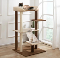 Grand lit pour chat, arbre à chat intégré, structure d'escalade pour chat de style japonais, avec grande peluche et poteau en bambou pour l'escalade des grands animaux de compagnie