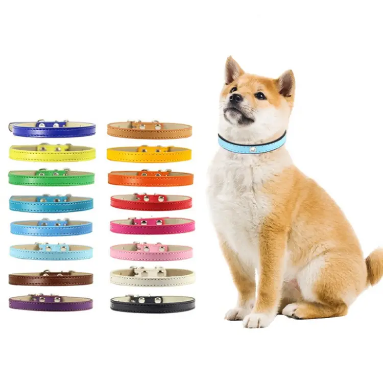 Customization OEM ODM Luxury Fashionable Lightweight Adjustable Durable Comfortable Leather PU Multi-color Pet Dog Cat Collar
