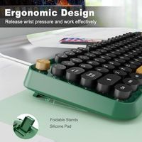 OEM ODM Wireless Keyboard and Mouse Combo Full Size 104 Keys 24 GHz Retro Round Keycap Design USB Receiver Plug and Play for Win