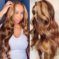 Perruque Lace Front HD 13x4 sans colle, blonde 613, ondulée, en cheveux humains, pré-épilée, densité 250%, dentelle transparente, ligne de cheveux naturelle