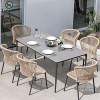 Chaises de salle à manger d'extérieur modernes empilables en rotin tressé avec structure en aluminium, écologiques, pour salon et jardin de villa