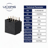 1-1827876-4 D1200 8-Pin Automobil-Kabelsteckverbinder 180 Grad Gerade Vertikal 2,5mm Abstand 5A 125V IATF16949 Fabrik OEM