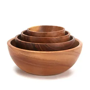 Hot selling available Acacia wooden bowl salad bowl set of different size natural bowls