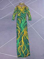 Robe longue de soirée de luxe à manches longues avec strass pour anniversaire, bal de promo, mariage, soirée, banquet, robe moulante formelle pour femme