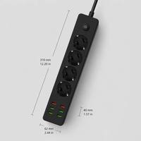Regleta de Enchufes Europea de 5 Vías Personalizada por Fabricantes Chinos, 3 Puertos USB, 2 Puertos Tipo C, 2500W, Protección Contra Sobrecarga
