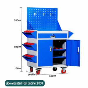 Carrello Portautensili Professionale in Metallo con 5 Cassetti e 1 Porta, Armadio Mobile in Acciaio Laminato <span class=keywords><strong>a</strong></span> Freddo con Pannello Posteriore per Officina - Product Image 6