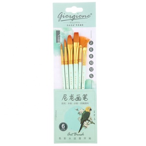Giorgione haute qualité Nylon cheveux manche en bois oiseau chanson série 6 pièces artiste peinture pinceaux ensemble - Product Image 2