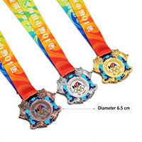 Médaille de récompense en métal JZCustom de 6,5 cm, couleur or, argent, bronze, artisanat en émail, ruban personnalisé gratuit, médailles en métal souvenir d'événements sportifs