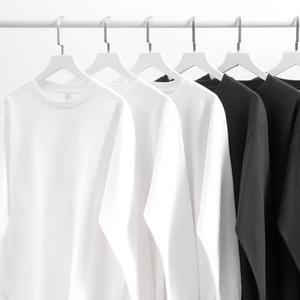 2025 Wholesale High Quality 250gsm Cheap Price Casual t Shirt for <strong>Men</strong> Full Sleeve Plain <strong>White</strong> Raglan Long Sleeve t Shirts - Product Image 1