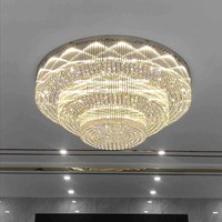 Plafonnier en cristal chromé contemporain de Zhongshan, de bonne qualité, grand plafonnier rond de luxe pour hall d'hôtel