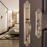 Villa extérieure antivol silencieuse serrure de porte en bois américain jaune bronze chambre étrangère poignée porte d'entrée principale serrure