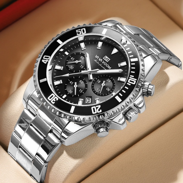 Stainless Steel Men Sports Watch Fashion Green Swimmer Series Multi Functional Gold Luxury Gift Box Set High Quality Watch