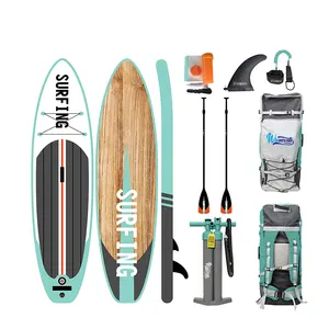 WINNOVATE1428 Stand Up Board Supboard Inflatable Wood Surfboard with fins Surfboard Leash board sup