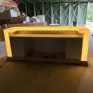 Banconi Cassa Illuminati a LED di Lusso per Night Club e <span class=keywords><strong>Bar</strong></span>, Bancone a U per Hotel, Cocktail <span class=keywords><strong>Bar</strong></span> con Piano in Corian - Product Image 5