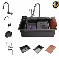 Robinet de cuisine thermostatique encastré en acier inoxydable poli, avec douchette extractible et cascade, en laiton, tendance TikTok moderne