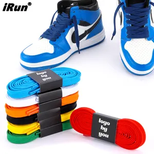 iRun अनुकूलन योग्य उच्च गुणवत्ता 8 मिमी चौड़ाई सिंगल लेयर ब्रैड टिकाऊ जूते के फीते स्नीकर्स के लिए 57 रंग फ्लैट जूते के फीते