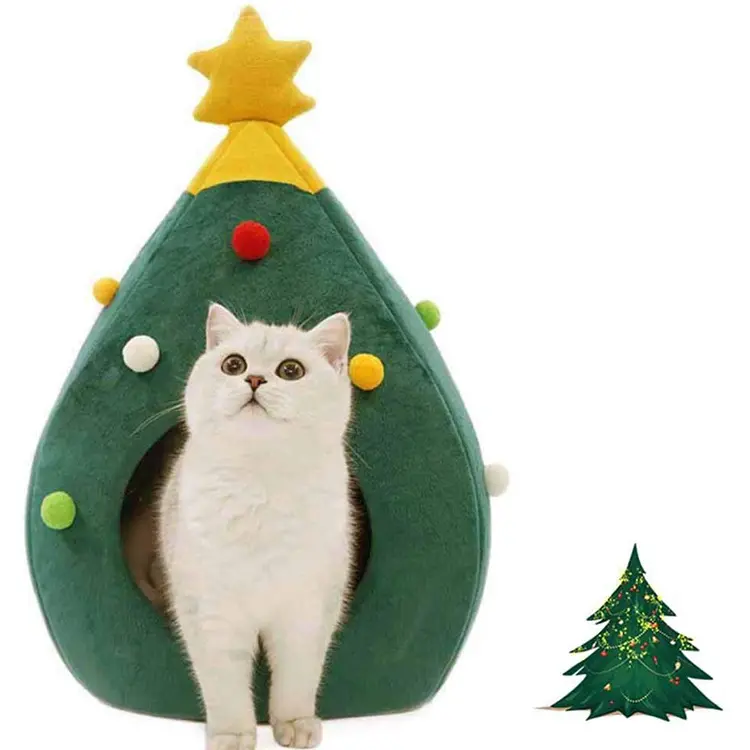 Wholesale cute christmas soft comfortable cat tree cozy bed for cat
