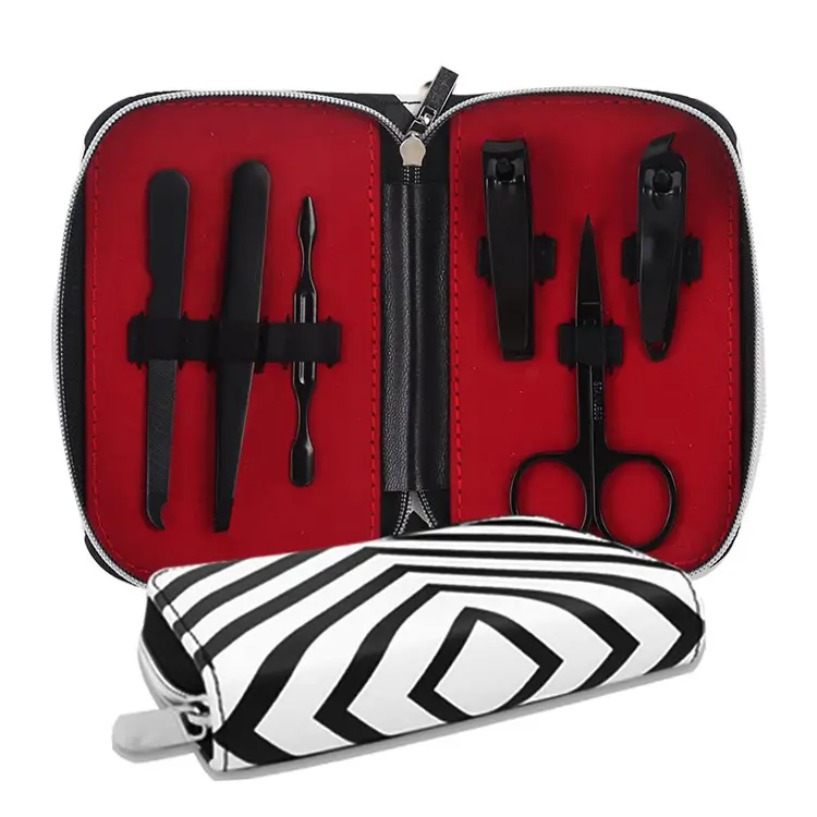 New Arrival 6 In1 Promotion Gift Bag Pedicure Manicure Toe Nail Black Clipper Set