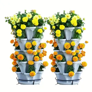 Посадочный горшок для цветов и трав, 5 уровней, Пластиковый Штабелируемый вертикальный садовый плантатор для клубники