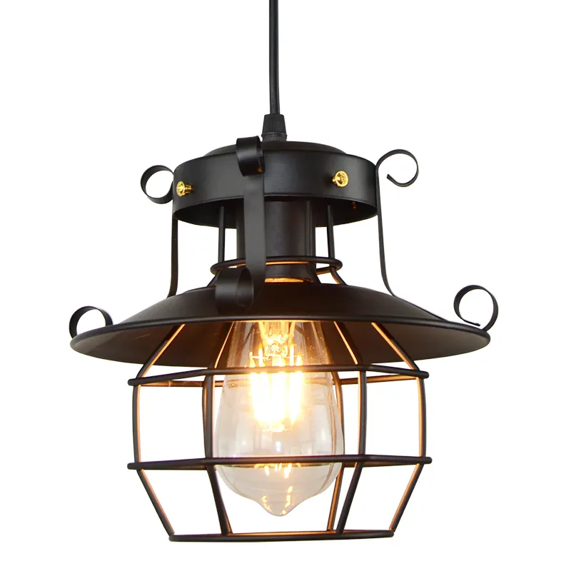 Factory Outlet cheap Industrial Retro Iron Drop lights Bar Cafe villa Decor Vintage black cage Edison pendant lamp