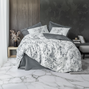 Cotton Box Satin Double Duvet Cover <b>Set</b> Floral Patterned King Twin for Home Bedding Wedding Bedroom Cool <b>Comforter</b> Moale Grey - Product Image 3