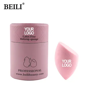 BEILI kozmetik puf düşük MOQ özel Logo güzellik sünger olmayan lateks Esponja Maquiagem mikrofiber özel etiket makyaj sünger Blender