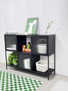 Mueble de Salón Moderno, Gabinete de Almacenamiento de Metal y Hierro con Puertas de Vidrio, Armario para Té y <span class=keywords><strong>Vino</strong></span> - Product Image 2