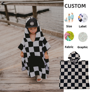 OEM/ODM Poncho Asciugamano Assorbente a Quadri Unisex per Neonati e Bambini, <span class=keywords><strong>Accappatoio</strong></span> da Bagno, Asciugamano con Cappuccio per Spiaggia e Attività all'Aperto - Product Image 1