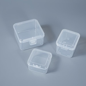 Transparent Square <b>Plastic</b> Storage <b>Box</b> Set Covered Desktop Organizer for Jewelry Tools Electronics Fishing Gear <b>Display</b> - Product Image 3