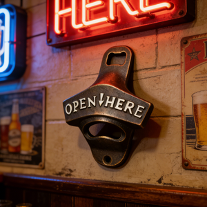 ที่เปิดขวดติดผนังแบบพวงกุญแจ ทำจากโลหะผสมสังกะสี พร้อมเคลือบทองแดงโบราณ และเคลือบด้วยฝาขวดเบียร์ - Product Image 2