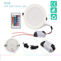 Spot lumineux LED coloré avec télécommande, 10W RGBWW, luminaire de plafond rond pour chambre intérieure, hôtel, Villa, magasin, Bar