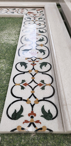 क्रिस्टल सफेद संगमरमर के फायरप्लेस, इनडोर पत्थर की चिमनी स्तंभों और वाटरजेट पैटर्न के साथ चारों ओर - Product Image 4