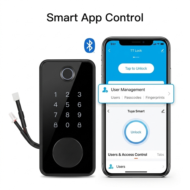 Waterproof Biometric Fingerprint Smart Deadbolt Lock with /Wi-Fi Tuya App Control Aluminum & Wood Doors TT LOCK
