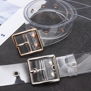 Cintura di Lusso in Plastica Argento Trasparente con Fibbia a Cuore Quadrata, Decorazione Traforata, Cintura da Donna per Jeans - Product Image 3